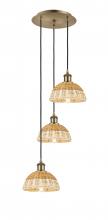 Innovations Lighting 113B-3P-AB-NBD2-75-NAT - Bristol Natural II - 3 Light - 14 inch - Antique Brass - Cord Hung - Multi Pendant