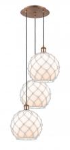 Innovations Lighting 113B-3P-AC-G121-10RW - Farmhouse Rope - 3 Light - 17 inch - Antique Copper - Cord Hung - Multi Pendant