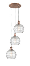 Innovations Lighting 113B-3P-AC-G1213-8CL - Athens Deco Swirl - 3 Light - 15 inch - Antique Copper - Cord Hung - Multi Pendant
