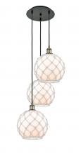 Innovations Lighting 113B-3P-BAB-G121-10RW - Farmhouse Rope - 3 Light - 17 inch - Black Antique Brass - Cord Hung - Multi Pendant