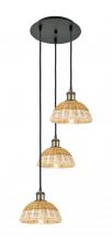 Innovations Lighting 113B-3P-BAB-NBD2-75-NAT - Bristol Natural II - 3 Light - 14 inch - Black Antique Brass - Cord Hung - Multi Pendant