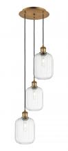 Innovations Lighting 113B-3P-BB-G460-7CL - Preston Cylinder - 3 Light - 13 inch - Brushed Brass - Cord Hung - Multi Pendant