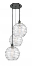 Innovations Lighting 113B-3P-BK-G1213-12CL - Athens Deco Swirl - 3 Light - 19 inch - Matte Black - Cord hung - Multi Pendant