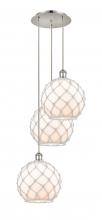 Innovations Lighting 113B-3P-PN-G121-10RW - Farmhouse Rope - 3 Light - 17 inch - Polished Nickel - Cord Hung - Multi Pendant