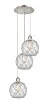 Innovations Lighting 113B-3P-PN-G122-8RW - Farmhouse Rope - 3 Light - 15 inch - Polished Nickel - Cord Hung - Multi Pendant