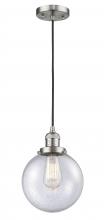 Innovations Lighting 201C-SN-G204-8-LED - Beacon - 1 Light - 8 inch - Brushed Satin Nickel - Cord hung - Mini Pendant