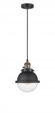Innovations Lighting 201CSW-BAB-HFS-62-BK - Hampden - 1 Light - 7 inch - Black Antique Brass - Cord hung - Mini Pendant
