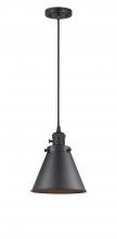 Innovations Lighting 201CSW-BK-M13-BK - Appalachian - 1 Light - 8 inch - Matte Black - Cord hung - Mini Pendant