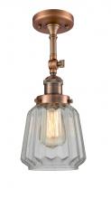 Innovations Lighting 201F-AC-G142-LED - Chatham - 1 Light - 7 inch - Antique Copper - Adjustable Semi-Flush Mount