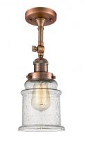 Innovations Lighting 201F-AC-G184-LED - Canton - 1 Light - 6 inch - Antique Copper - Adjustable Semi-Flush Mount