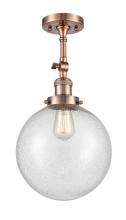 Innovations Lighting 201F-AC-G204-10 - Beacon - 1 Light - 10 inch - Antique Copper - Adjustable Semi-Flush Mount