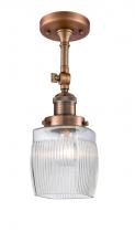 Innovations Lighting 201F-AC-G302 - Colton - 1 Light - 6 inch - Antique Copper - Adjustable Semi-Flush Mount