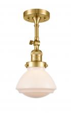 Innovations Lighting 201F-SG-G321 - Olean - 1 Light - 7 inch - Satin Gold - Adjustable Semi-Flush Mount