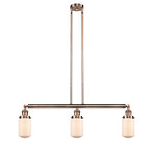 Innovations Lighting 213-AC-G311 - Dover - 3 Light - 37 inch - Antique Copper - Stem Hung - Adjustable Island Light