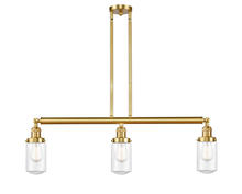 Innovations Lighting 213-SG-G312 - Dover - 3 Light - 37 inch - Satin Gold - Stem Hung - Adjustable Island Light