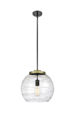 Innovations Lighting 221-1S-BAB-G1213-14CL - Athens Deco Swirl - 1 Light - 14 inch - Black Antique Brass - Stem Hung - Pendant