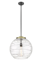 Innovations Lighting 221-1S-BAB-G1213-16CL - Athens Deco Swirl - 1 Light - 16 inch - Black Antique Brass - Stem Hung - Pendant