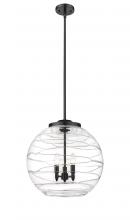 Innovations Lighting 221-3S-BK-G1213-18-LED - Athens Deco Swirl - 3 Light - 18 inch - Matte Black - Stem hung - Pendant