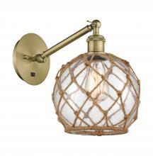 Innovations Lighting 317-1W-AB-G122-8RB - Farmhouse Rope - 1 Light - 8 inch - Antique Brass - Adjustable Sconce
