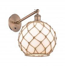 Innovations Lighting 317-1W-AC-G121-10RB - Farmhouse Rope - 1 Light - 10 inch - Antique Copper - Adjustable - Sconce