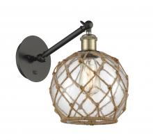 Innovations Lighting 317-1W-BAB-G122-8RB - Farmhouse Rope - 1 Light - 8 inch - Black Antique Brass - Adjustable Sconce