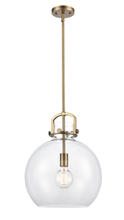 Innovations Lighting 410-1S-BB-14CL - Newton Sphere - 1 Light - 14 inch - Brushed Brass - Stem hung - Pendant