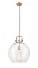 Innovations Lighting 410-1S-BB-16CL - Newton Sphere - 1 Light - 16 inch - Brushed Brass - Stem hung - Pendant