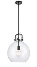 Innovations Lighting 410-1S-BK-14CL - Newton Sphere - 1 Light - 14 inch - Matte Black - Stem hung - Pendant