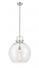 Innovations Lighting 410-1S-SN-16CL - Newton Sphere - 1 Light - 16 inch - Brushed Satin Nickel - Stem hung - Pendant