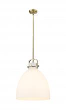 Innovations Lighting 410-1SL-BB-G412-16WH - Newton Bell - 1 Light - 16 inch - Brushed Brass - Pendant
