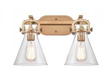 Innovations Lighting 410-2W-BB-G411-7CL - Newton Cone - 2 Light - 17 inch - Brushed Brass - Bath Vanity Light