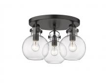 Innovations Lighting 410-3F-BK-G410-7CL - Newton Sphere - 3 Light - 18 inch - Matte Black - Semi-Flush Mount