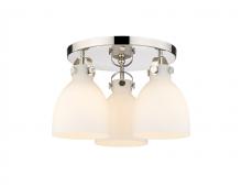 Innovations Lighting 410-3F-PN-G412-7WH - Newton Bell - 3 Light - 18 inch - Polished Nickel - Semi-Flush Mount