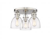 Innovations Lighting 410-3F-SN-G412-7CL - Newton Bell - 3 Light - 18 inch - Satin Nickel - Semi-Flush Mount