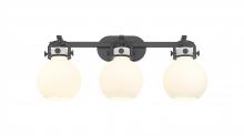 Innovations Lighting 410-3W-BK-G410-7WH - Newton Sphere - 3 Light - 27 inch - Matte Black - Bath Vanity Light