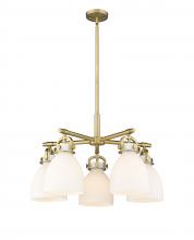 Innovations Lighting 410-5CR-BB-G412-7WH - Newton Bell - 5 Light - 26 inch - Brushed Brass - Chandelier