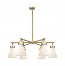 Innovations Lighting 410-6CR-BB-G411-7WH - Newton Cone - 6 Light - 26 inch - Brushed Brass - Chandelier