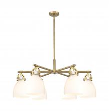 Innovations Lighting 410-6CR-BB-G412-7WH - Newton Bell - 6 Light - 26 inch - Brushed Brass - Chandelier