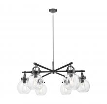 Innovations Lighting 410-6CR-BK-G410-7CL - Newton Sphere - 6 Light - 26 inch - Matte Black - Chandelier