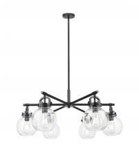 Innovations Lighting 410-6CR-BK-G410-7SDY - Newton Sphere - 6 Light - 26 inch - Matte Black - Chandelier