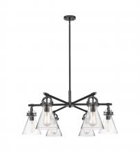 Innovations Lighting 410-6CR-BK-G411-7CL - Newton Cone - 6 Light - 26 inch - Matte Black - Chandelier