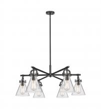 Innovations Lighting 410-6CR-BK-G411-7SDY - Newton Cone - 6 Light - 26 inch - Matte Black - Chandelier