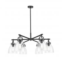 Innovations Lighting 410-6CR-BK-G412-7CL - Newton Bell - 6 Light - 26 inch - Matte Black - Chandelier