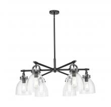 Innovations Lighting 410-6CR-BK-G412-7SDY - Newton Bell - 6 Light - 26 inch - Matte Black - Chandelier