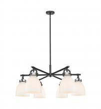 Innovations Lighting 410-6CR-BK-G412-7WH - Newton Bell - 6 Light - 26 inch - Matte Black - Chandelier