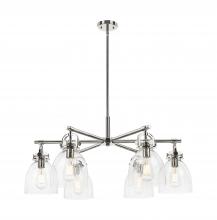 Innovations Lighting 410-6CR-PN-G412-7CL - Newton Bell - 6 Light - 26 inch - Polished Nickel - Chandelier