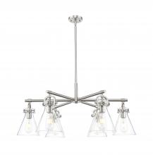 Innovations Lighting 410-6CR-SN-G411-7CL - Newton Cone - 6 Light - 26 inch - Satin Nickel - Chandelier