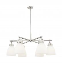 Innovations Lighting 410-6CR-SN-G412-7WH - Newton Bell - 6 Light - 26 inch - Satin Nickel - Chandelier