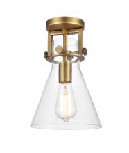 Innovations Lighting 411-1F-BB-G411-8CL - Newton Cone - 1 Light - 8 inch - Brushed Brass - Semi-Flush Mount