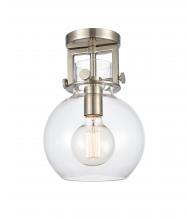 Innovations Lighting 411-1F-SN-G410-8CL - Newton Sphere - 1 Light - 8 inch - Satin Nickel - Semi-Flush Mount